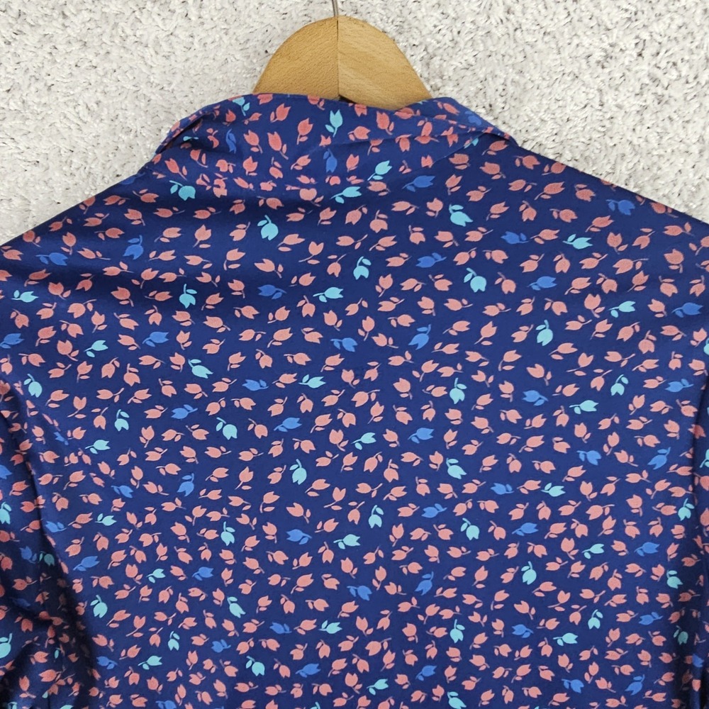 Vintage Sears Blue Tulip Perma Prest Button Shirt Size L, 29 70s All Over Print - Picture 9 of 14